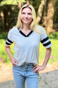 Vintage Wash V-Neck Top - Ivory
