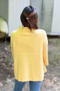 Mock Neck Bell Sleeve Sweater - Yellow