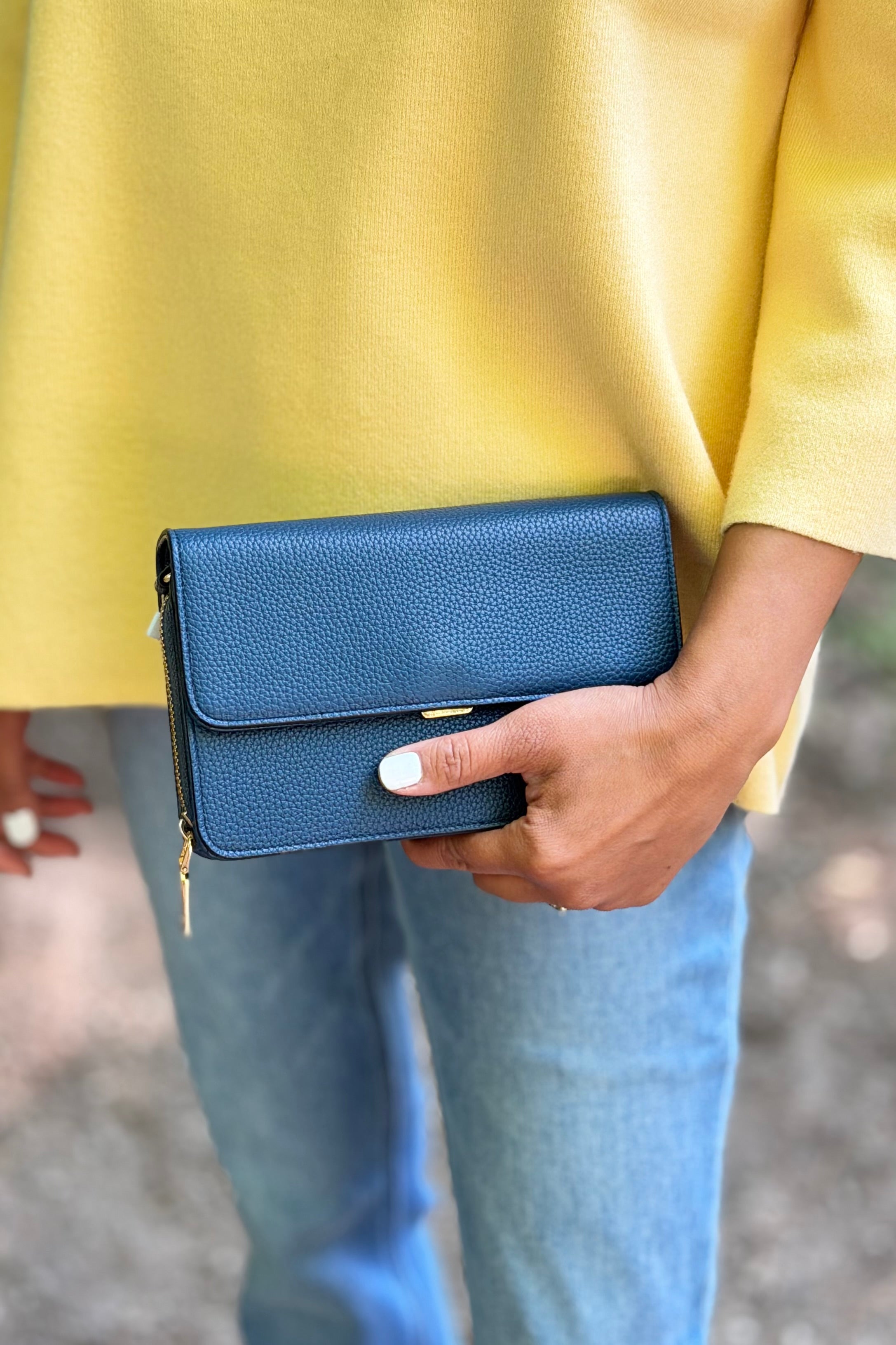 Lauryn Flapover Crossbody Bag – Navy