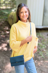 Lauryn Flapover Crossbody Bag – Navy