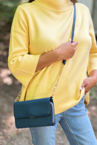 Lauryn Flapover Crossbody Bag – Navy