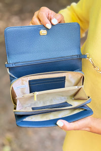 Lauryn Flapover Crossbody Bag – Navy
