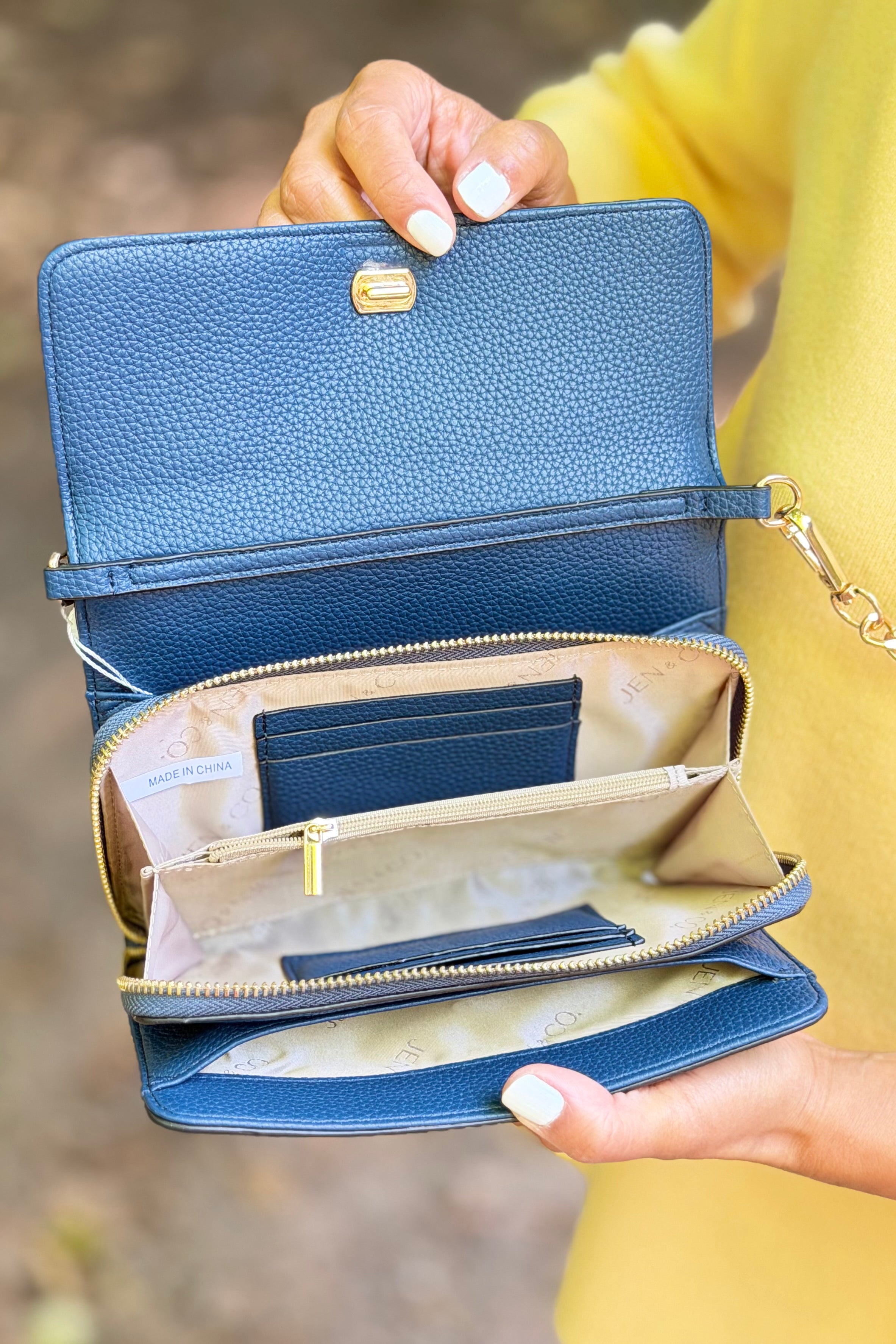 Lauryn Flapover Crossbody Bag – Navy