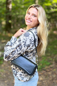 Toronto Detailed Edge Shoulder Bag - Black