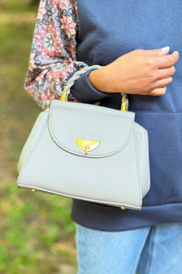 Clarke Twist Lock Satchel – Grey