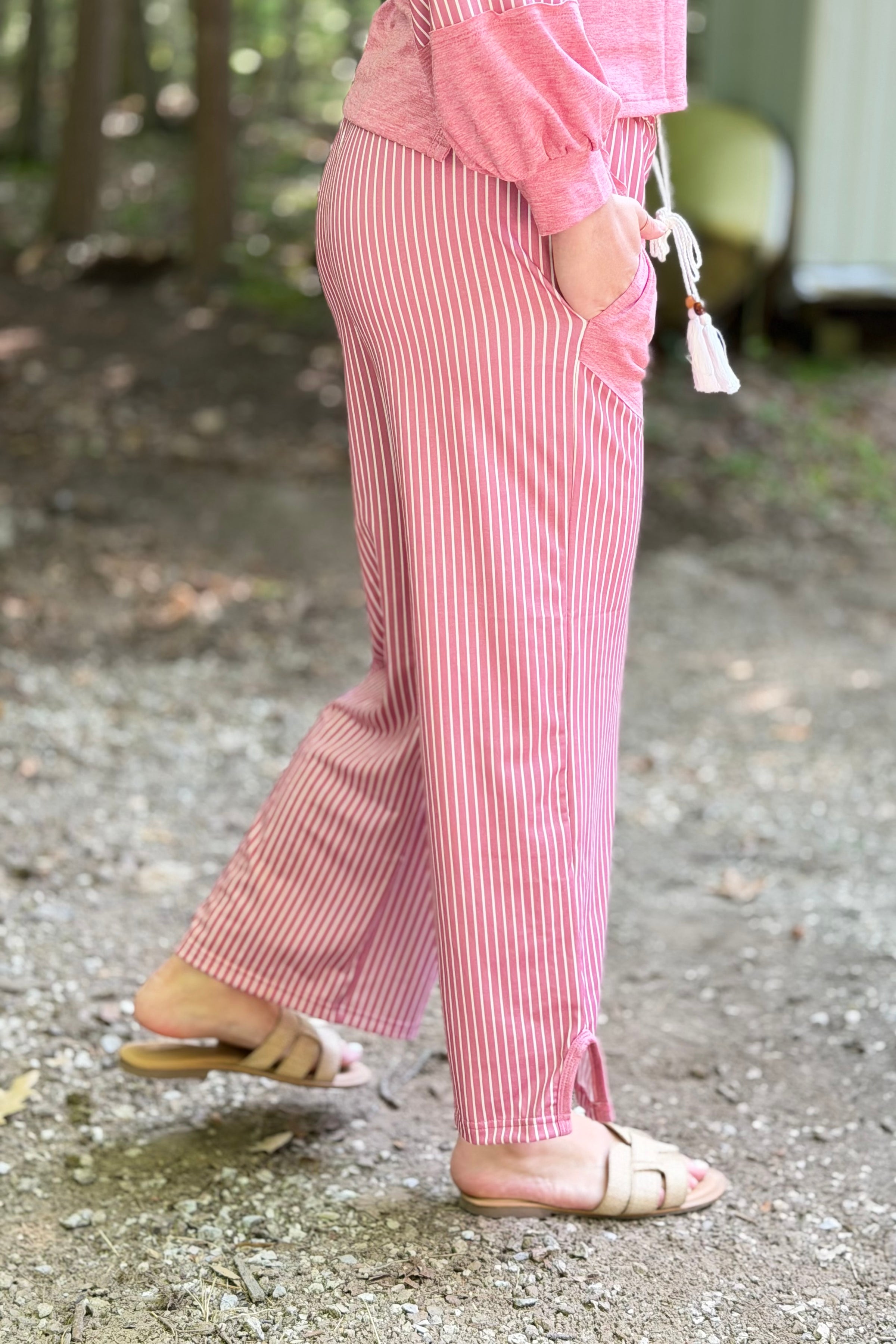Striped Patchwork Pocket Pants