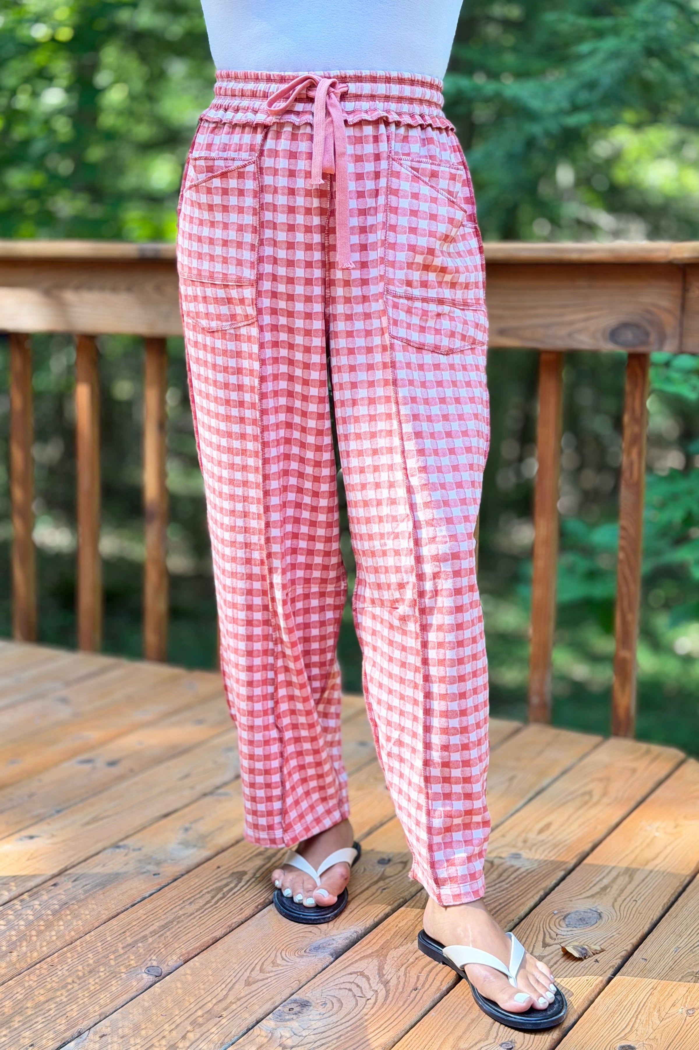 Check Barrel Fit Utility Pants - Rust