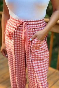 Check Barrel Fit Utility Pants - Rust