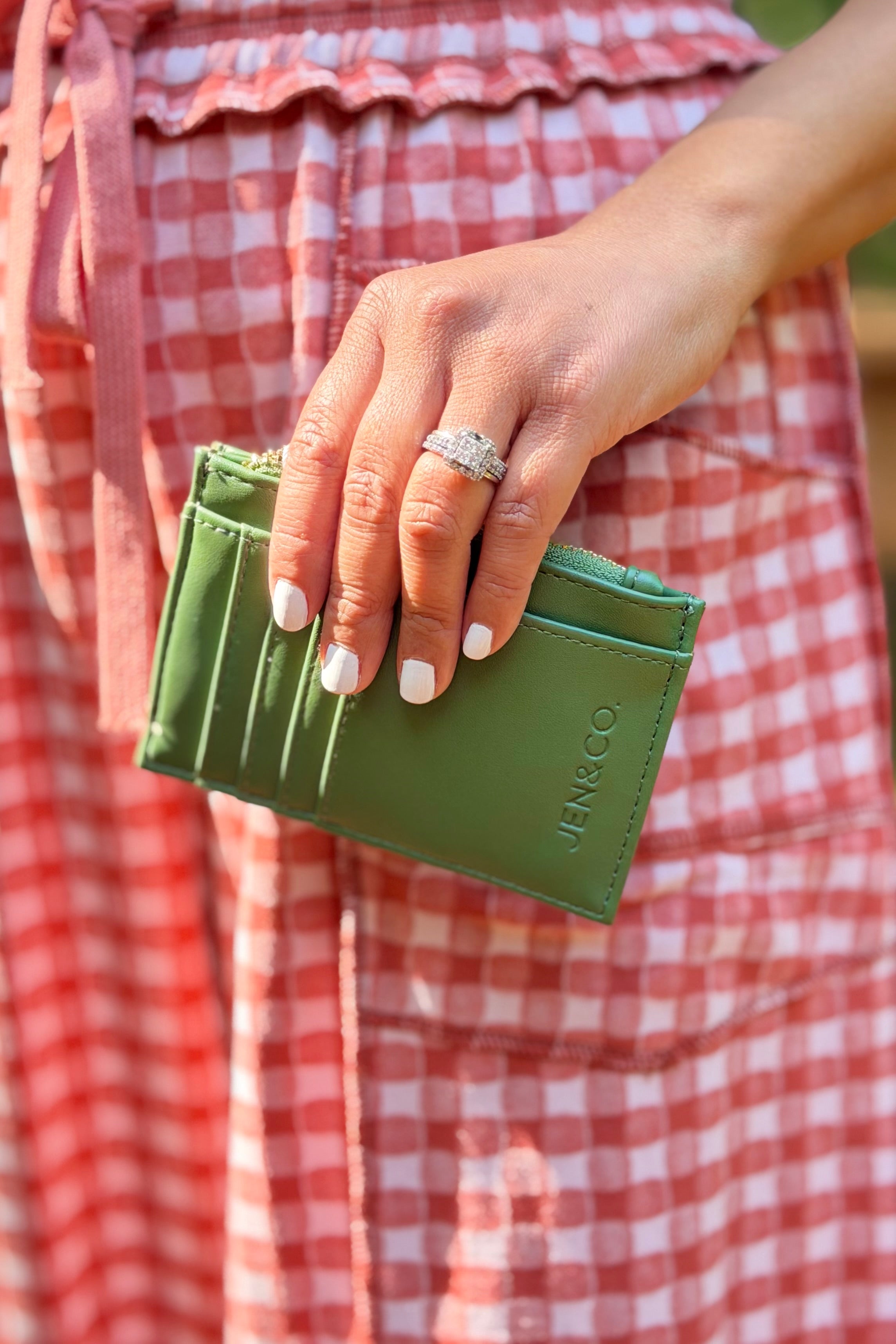 Sia Zip Card Holder Wallet - Dark Sage