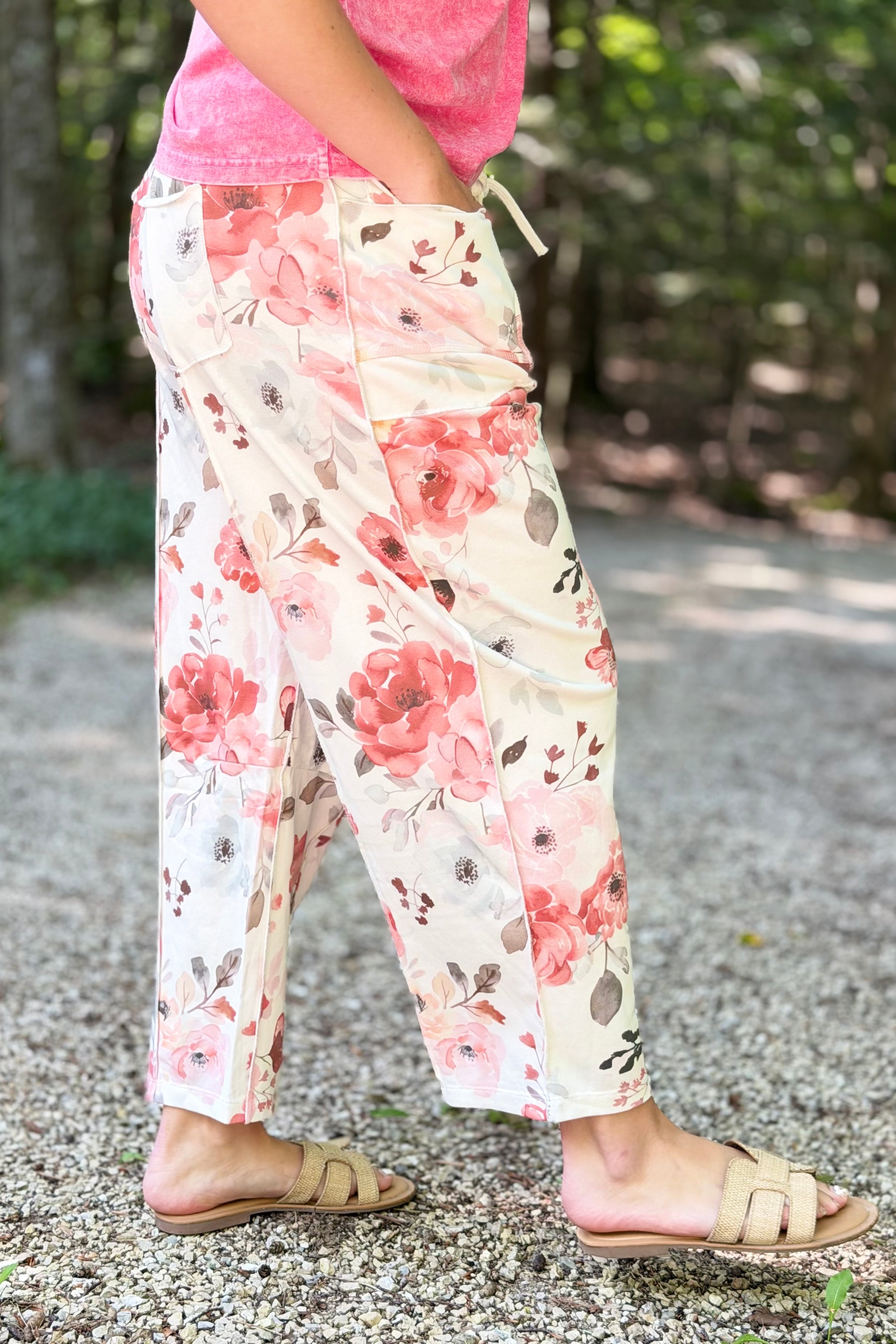 Barrel Fit Utility Pants - Cream Rose
