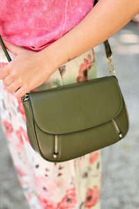 Lindsay Flapover Crossbody Bag – Olive