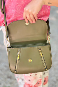 Lindsay Flapover Crossbody Bag – Olive