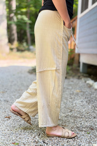 Relaxed Striped Pants - Oatmeal