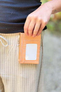 Sia Zip Card Holder Wallet - Croc Orange