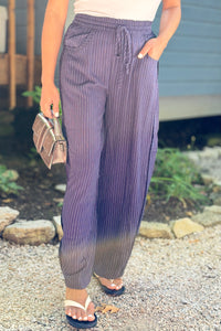 Relaxed Striped Pants - Navy