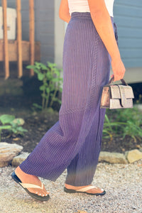 Relaxed Striped Pants - Navy