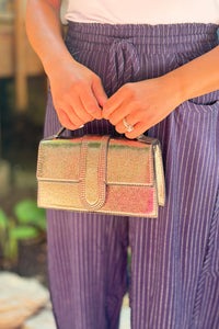 Capri Metallic Crossbody Strap Bag - Gunmetal
