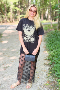 Free Bird Graphic Floral Lace Tshirt Dress