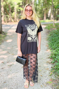 Free Bird Graphic Floral Lace Tshirt Dress