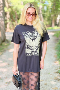 Free Bird Graphic Floral Lace Tshirt Dress