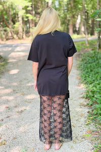 Free Bird Graphic Floral Lace Tshirt Dress