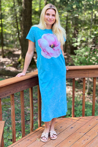 Bold Flower Statement Print Knit Midi Dress