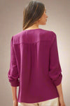 Classic Blouse With Embroidery - Magenta