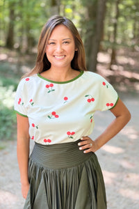 Cherry Print Ringer Tee