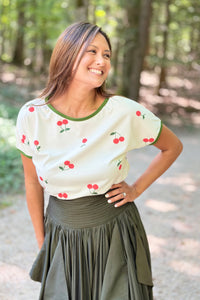 Cherry Print Ringer Tee