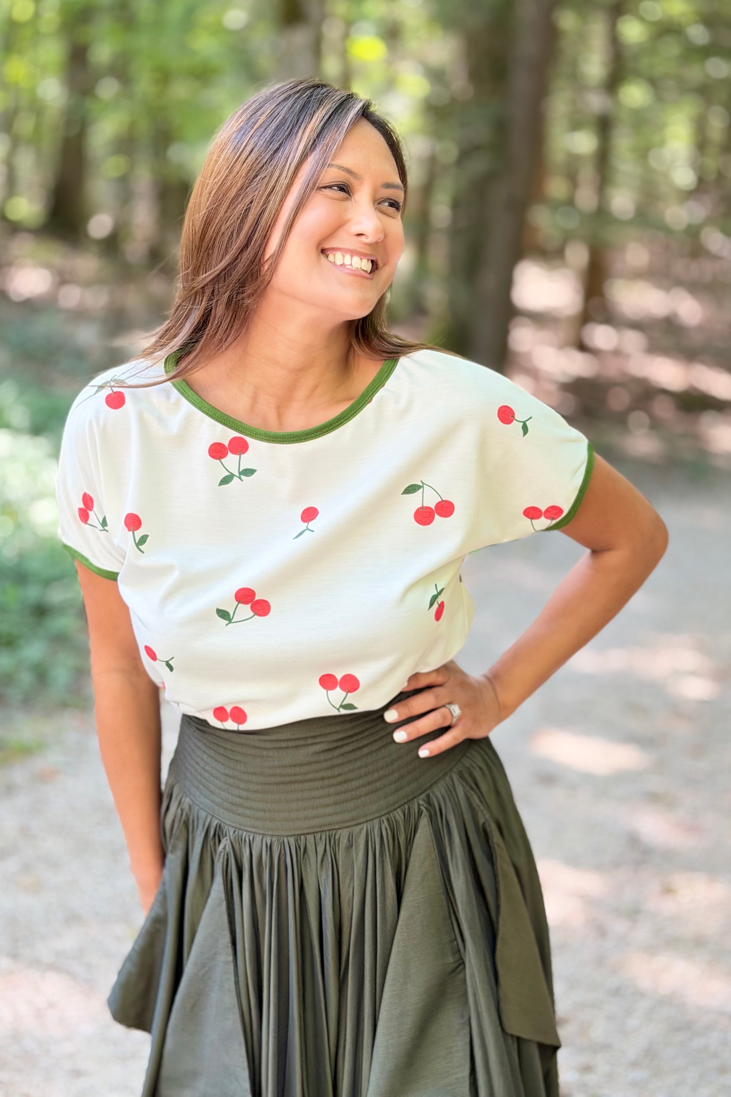 Cherry Print Ringer Tee