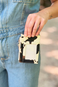 Sia Zip Card Holder Wallet - Cow-White