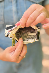 Sia Zip Card Holder Wallet - Cow-White