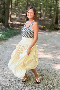 Draped Voluminous Midi Skirt - Champagne