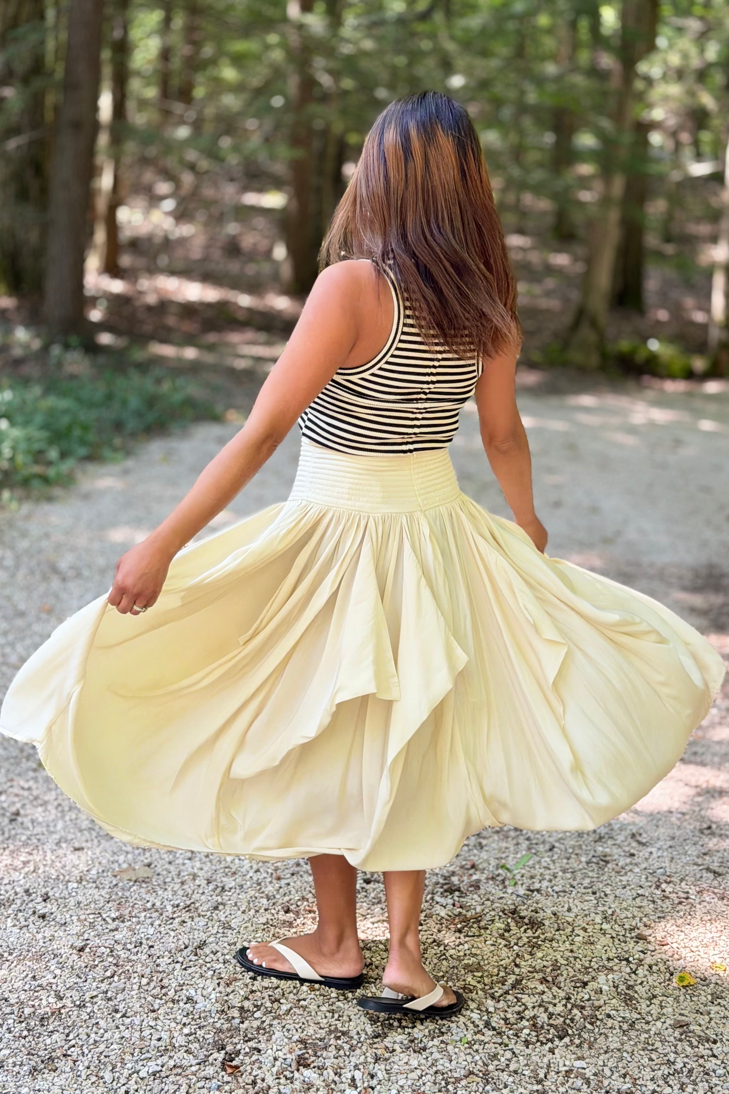 Draped Voluminous Midi Skirt - Champagne