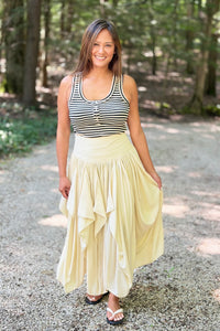 Draped Voluminous Midi Skirt - Champagne