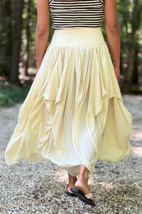 Draped Voluminous Midi Skirt - Champagne