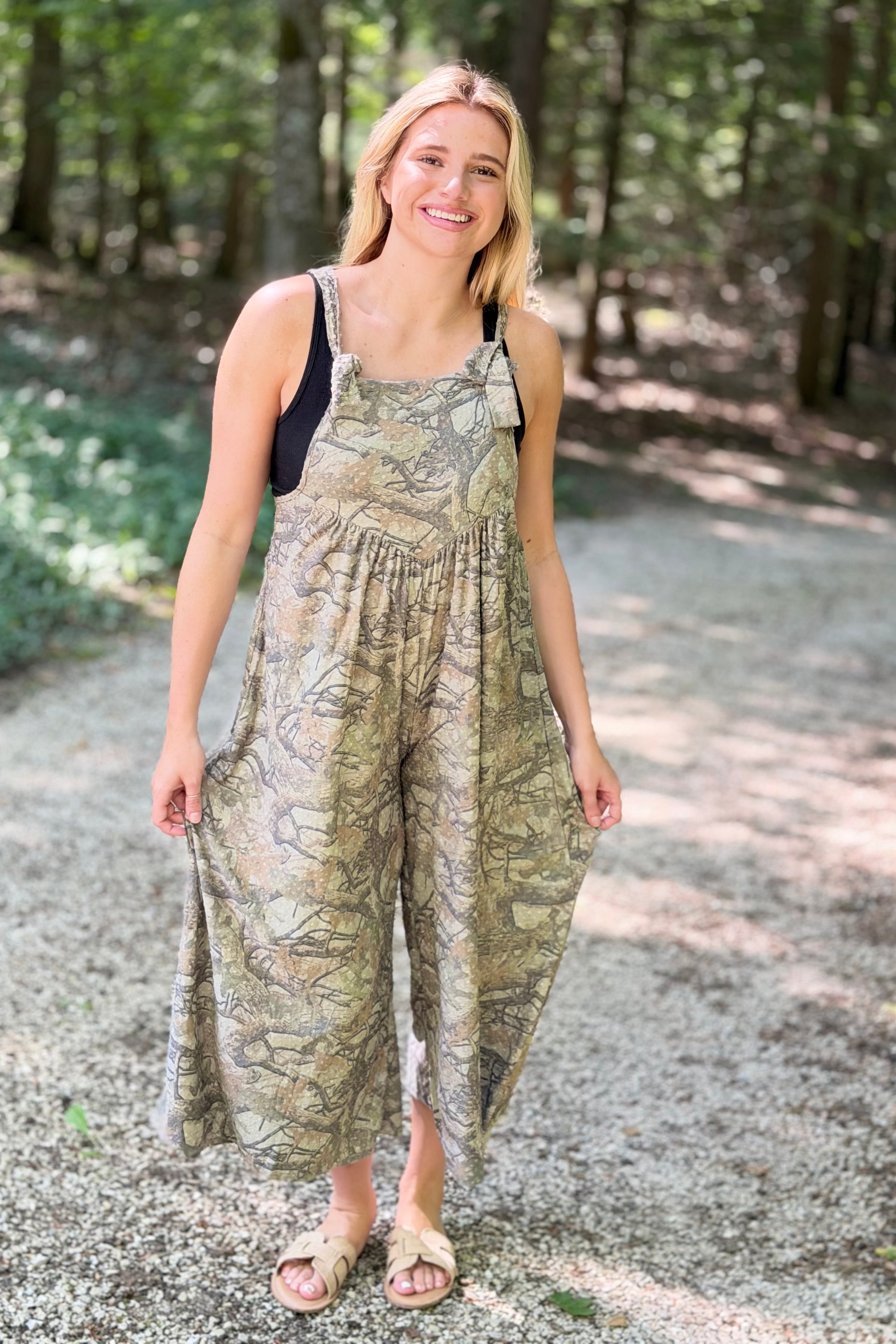 Camo Print Wide-Leg Jumpsuit