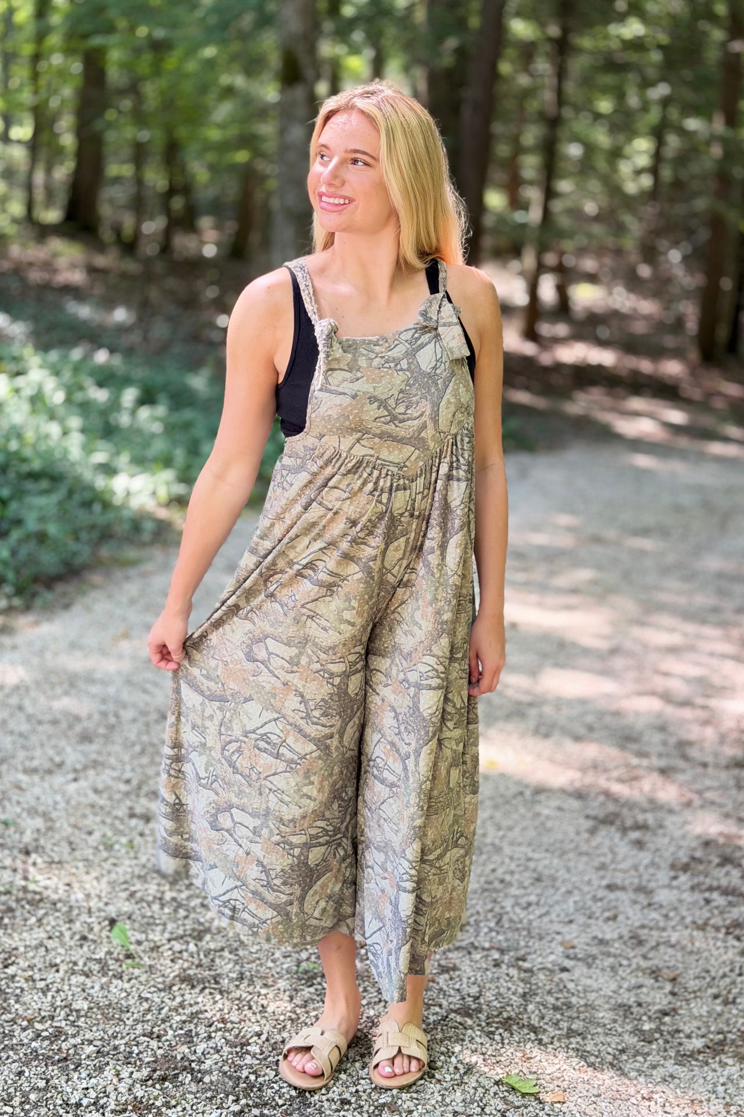 Camo Print Wide-Leg Jumpsuit