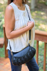 Kaleen Woven Crossbody Bag - Black