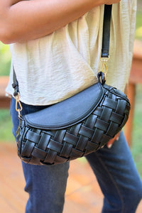 Kaleen Woven Crossbody Bag - Black