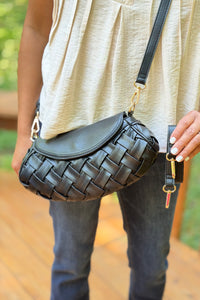 Kaleen Woven Crossbody Bag - Black