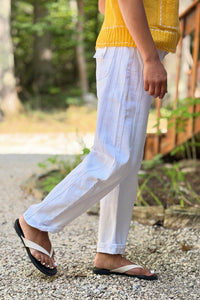 Barrel Cropped Denim Pants - White