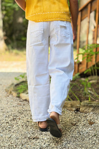 Barrel Cropped Denim Pants - White