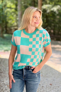 Checkered Casual Top - Green