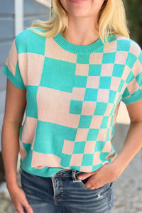 Checkered Casual Top - Green