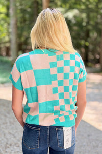 Checkered Casual Top - Green