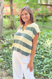 Stripe Sleeveless Sweater - Ash Jade
