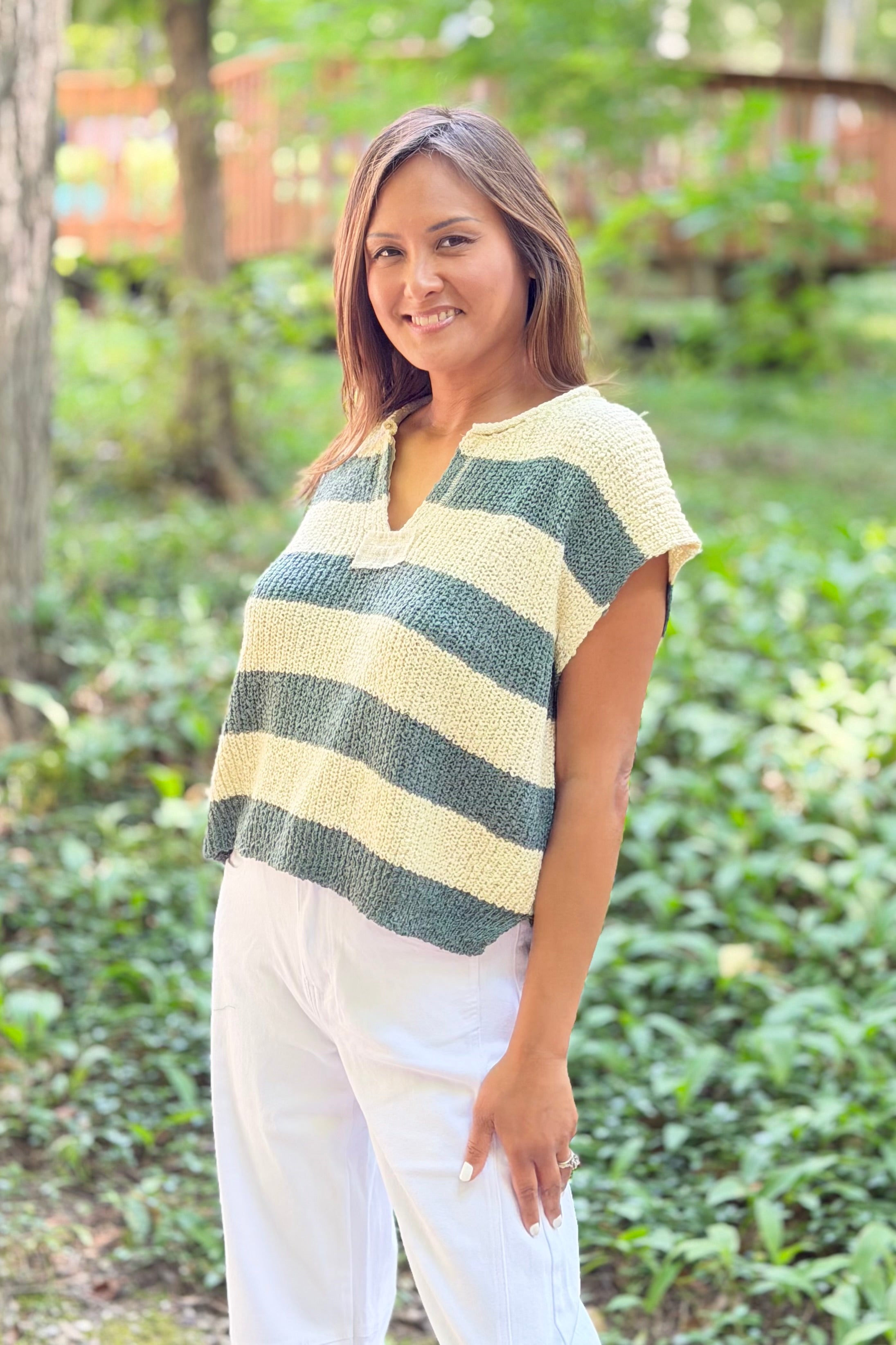 Stripe Sleeveless Sweater - Ash Jade