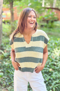Stripe Sleeveless Sweater - Ash Jade