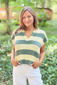 Stripe Sleeveless Sweater - Ash Jade